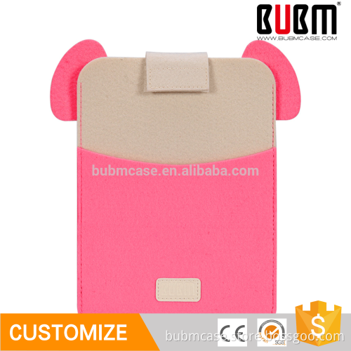 BUBM 7.9 inch Wool Felt Cute pink Pig design Sleeve Tablet Pouch